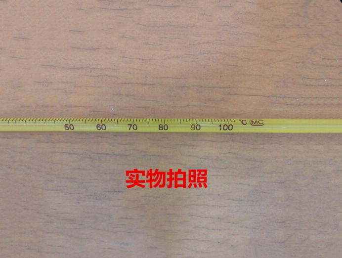 黄底红水温度计 0-100度 30cm 黄底 红液酒精温度计  实验耗材