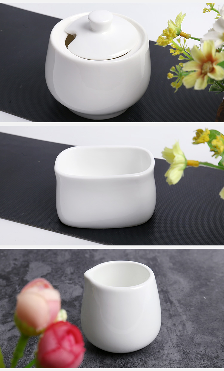 Lon đường gốm Cà phê đường xi lanh có nắp Gia vị sứ trắng tinh khiết gia vị jar đường khối tùy chỉnh logo cung cấp cà phê - Cà phê phin cà phê inox