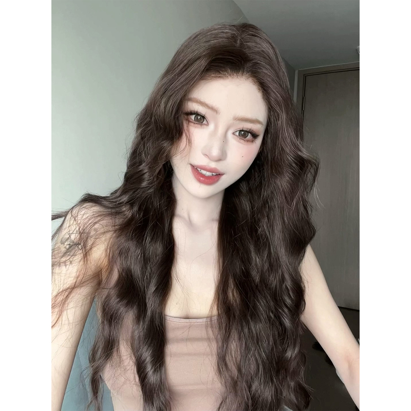 Ruonanjuanjuan Full Wig for Women, Everyday Long Curly Hair, Wool Curls, Sweet Style, Wavy Curls, Seamless and Invisible