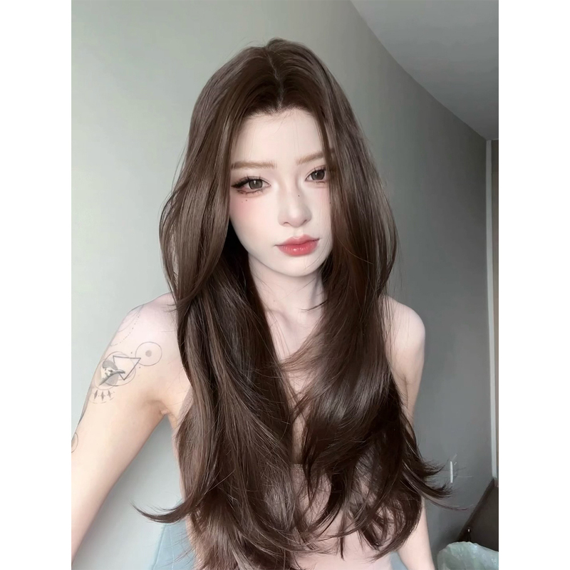 《Sweet Pet Series》 Full Wig for Women, Realistic Human Hair, Daily Long Hair, Curly Hair, High-Layered Waves, Seamless