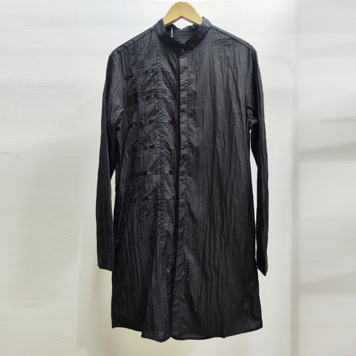Slightly Wrinkled Nylon Extended Shirt with Sun Protection and Front Chest Webbing Decoration 91710509