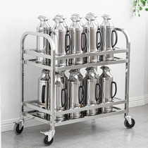 Mingjun stainless steel kettle car double-layer hot water bottle cart school tea room cart hotel hospital mobile dining car