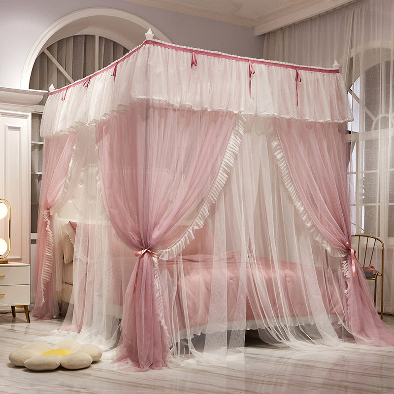 Princess style double-layer mosquito net three-door encrypted thickening 1 5m 1 8m2 bed double court floor-to-ceiling pattern account household