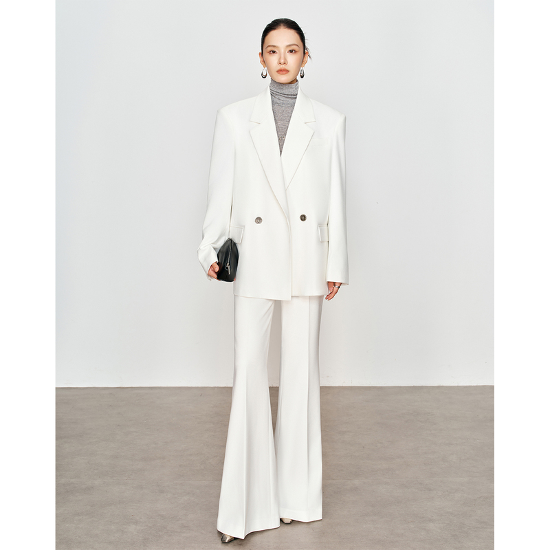 Big Heroine Style, Light Luxury, Powerful Aura, White Oversized Suit Set for Women, 2026 New Autumn and Winter Professional Suit Big Heroine Style, Light Luxury, Powerful Aura, White Oversized Suit Set for Women, 2026 New Autumn and Winter Professional Suit