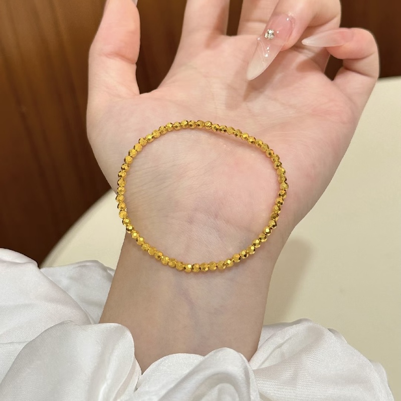Pure Gold 999 Gold 2mm 3mm Disco Bracelets, Super Shiny Disco Bead Bracelets, Look Great When Worn Alone or Layered