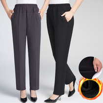 Middle Aged Girl Pants Autumn Winter Moms Pants Loose Plus Suede Seniors Tightness High Waist Straight Cylinder Long Pants Grandma Pants Woman