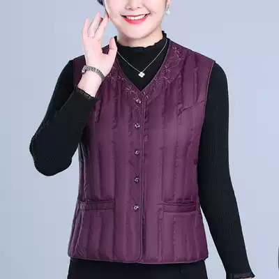 Middle-aged and elderly down vest women warm and light liner vest white duck down mother wear waistcoat inside and outside wearing waistcoat plus fat size