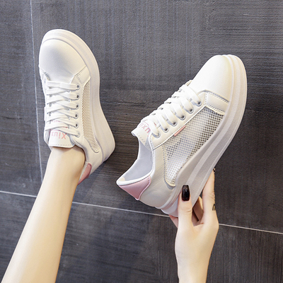 夏季厚底小白鞋子女镂空透气网鞋2021年新款学生百搭运动休闲板鞋
