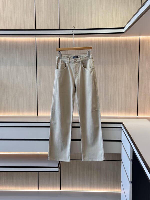 Italian Candiani Fabric Bc Autumn and Winter New Khaki Straight-Leg Jeans Casual Long Pants for Women