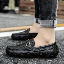 Crocodile tattoo bean shoes male spring and summer new leather leather shoes leisure large number men stream lazy shoes