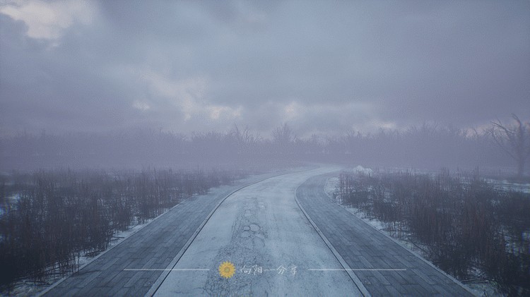 Bleak Winter Park 荒凉的冬季公园树木植被街道路场景