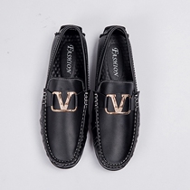 2021 autumn breathable black bean shoes mens leather small size 35 36 37 mens shoes mens casual leather shoes 46 yards