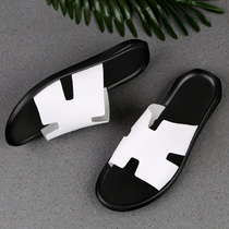 Summer slippers men mens leather mens sandals small size 37 Korean version of sandals White plus size sandals 45 yards