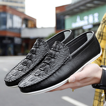 Black Bean shoes men Korean lazy mens shoes new summer breathable white shoes youth crocodile casual leather shoes