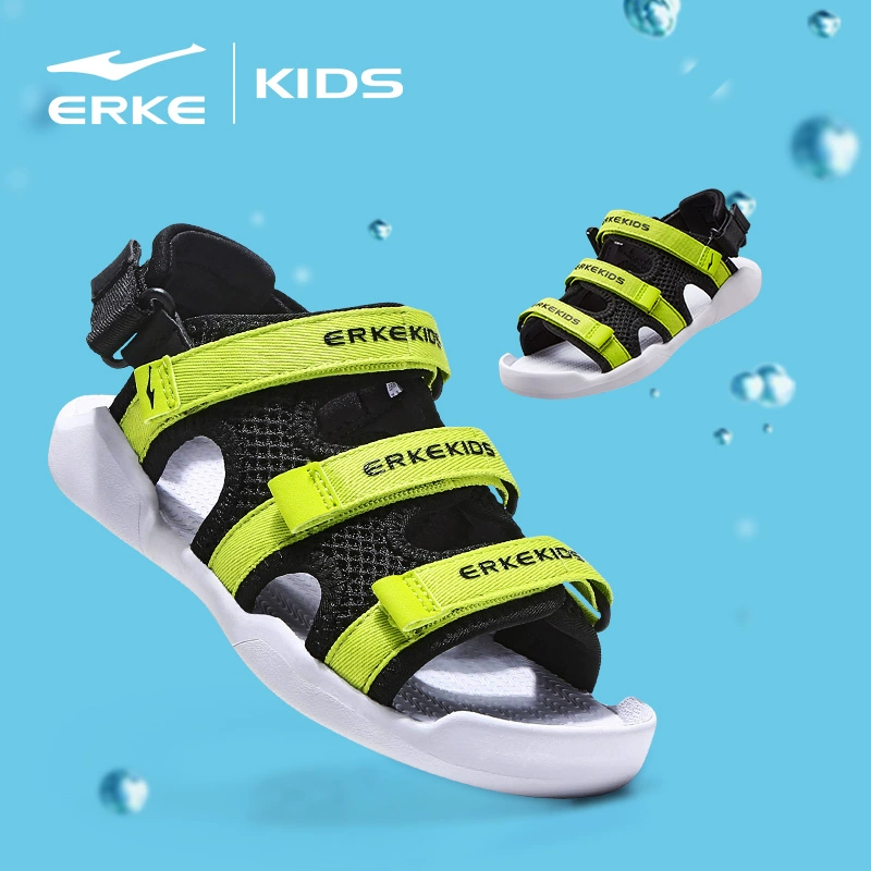 Giày dép trẻ em Hongxing Erke Big Boy 2019 New Summer Boy Velcro Sandals Giày đi biển thoáng khí - Giày dép trẻ em / Giầy trẻ