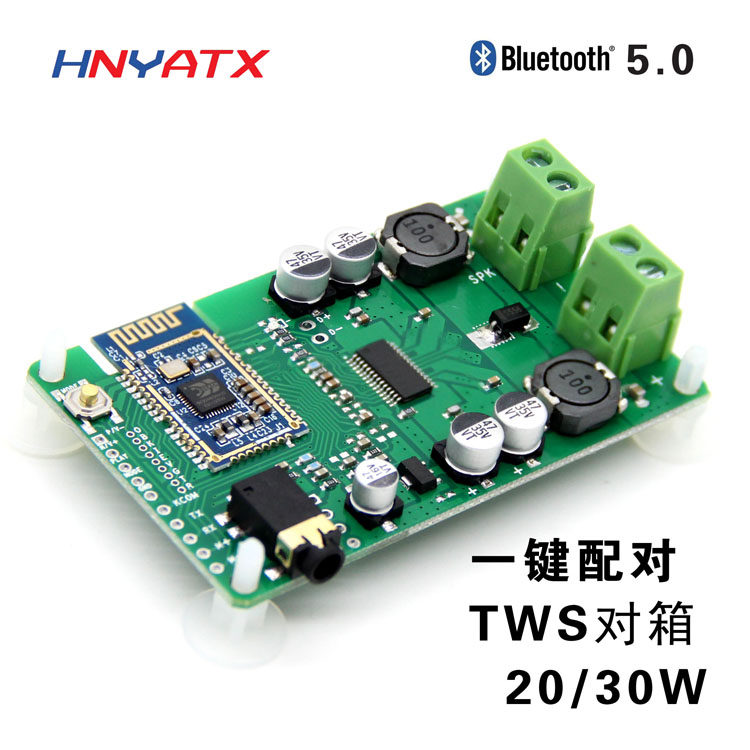 TWS pair box mono wireless group stereo Bluetooth 5 0 amplifier board 30W 20W Support serial port name AUX