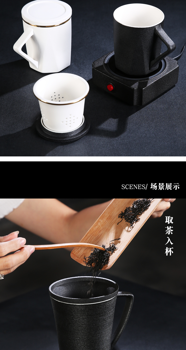 The Product porcelain sink coarse pottery thermostatic treasure porcelain cup warm cup insulation tea filter cup heating temperature milk cup mat