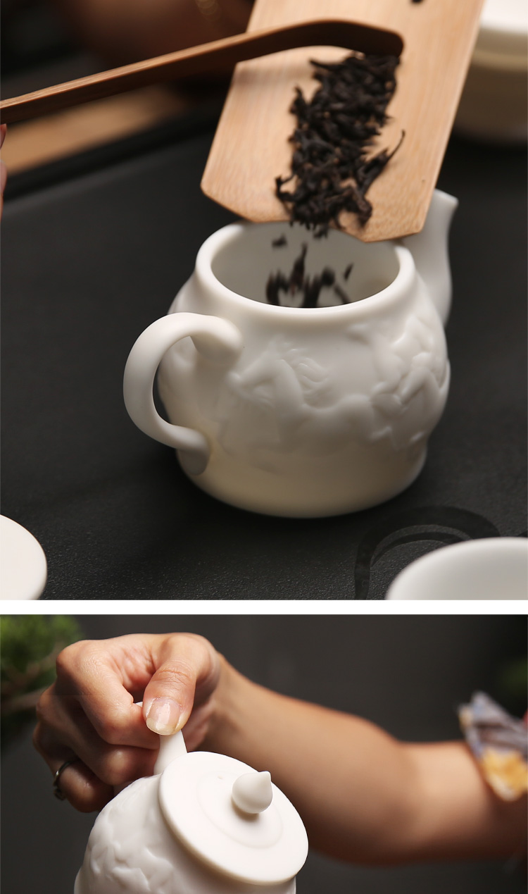 Quality ceramic teapot dehua porcelain remit suet jade white porcelain single pot of forceful glaze household wrap girder pot of tea