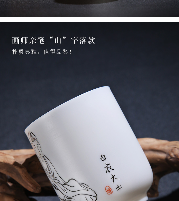 Single product porcelain sink white porcelain ceramic teacups hand - made figure of Buddha tea cup tuas guanyin bodhisattva masters cup white tea