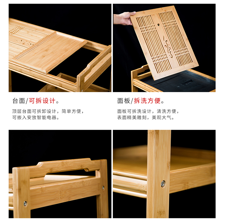 The Product porcelain sink mobile home small tea tea set a vehicle wheel one bamboo tea tray was solid wood tea table is contracted