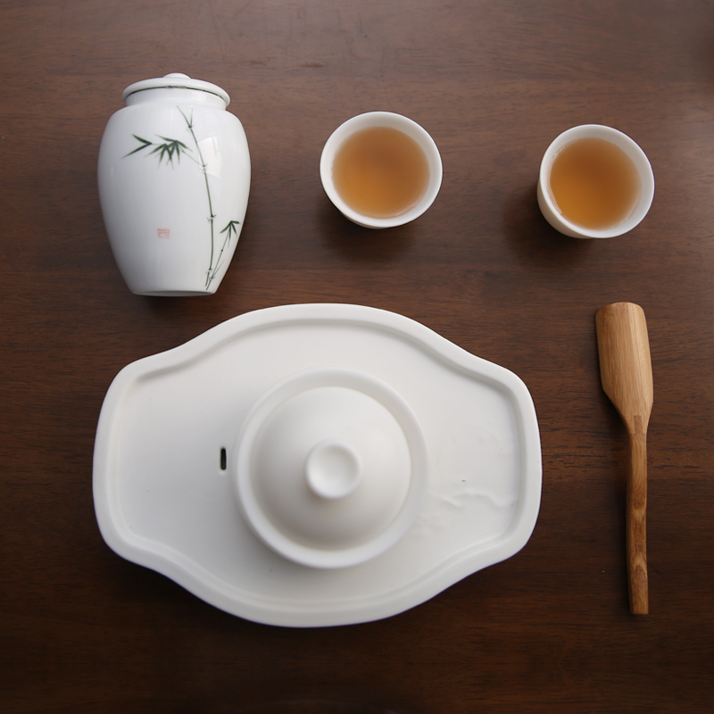 The Product is porcelain sink by patterns white porcelain tea pot seal storage tank pu 'er tea ceramic tea pot home