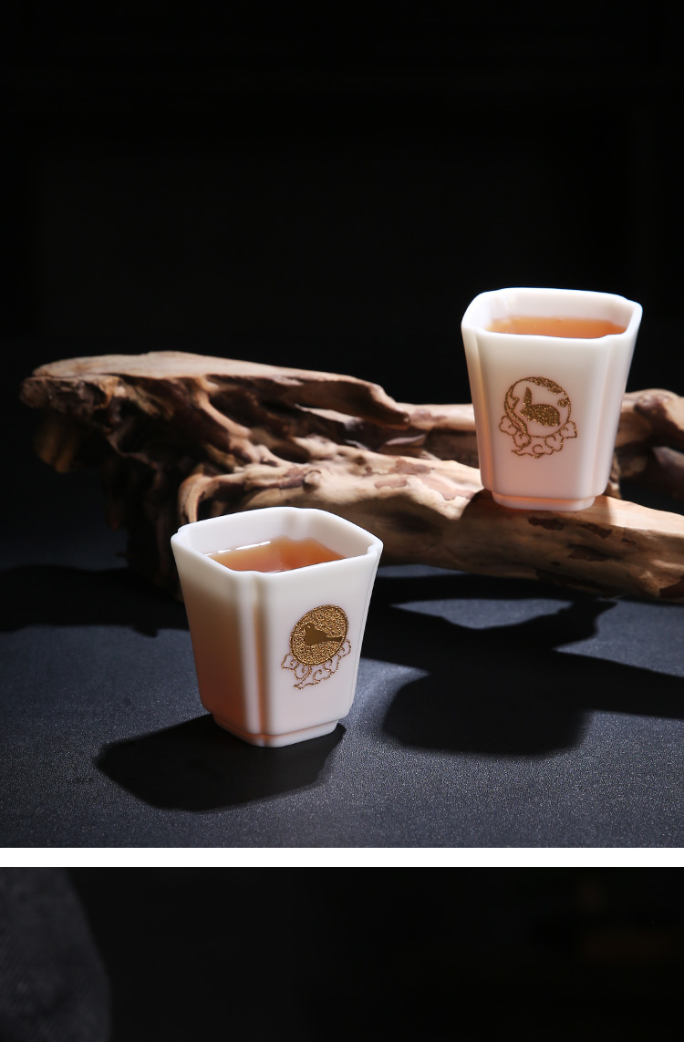 The Product porcelain sink/Lin yu - shan gold single CPU suet jade white porcelain sample tea cup longhua chapter twelve grain tea masters cup