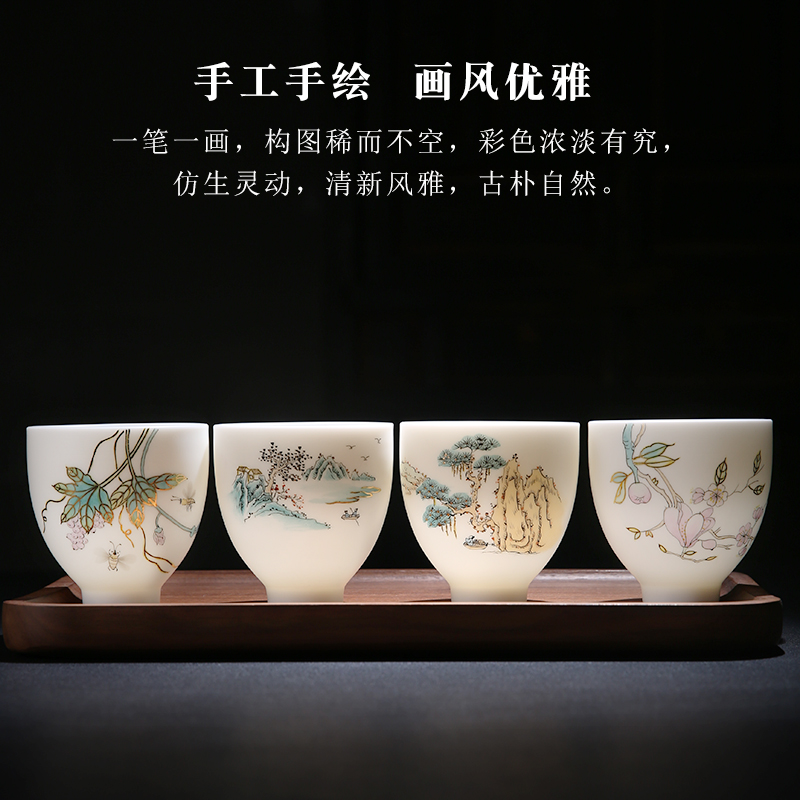 The Product master teacups hand - made porcelain remit the see colour sample tea cup literati landscape bell cup of dehua white porcelain tea cups