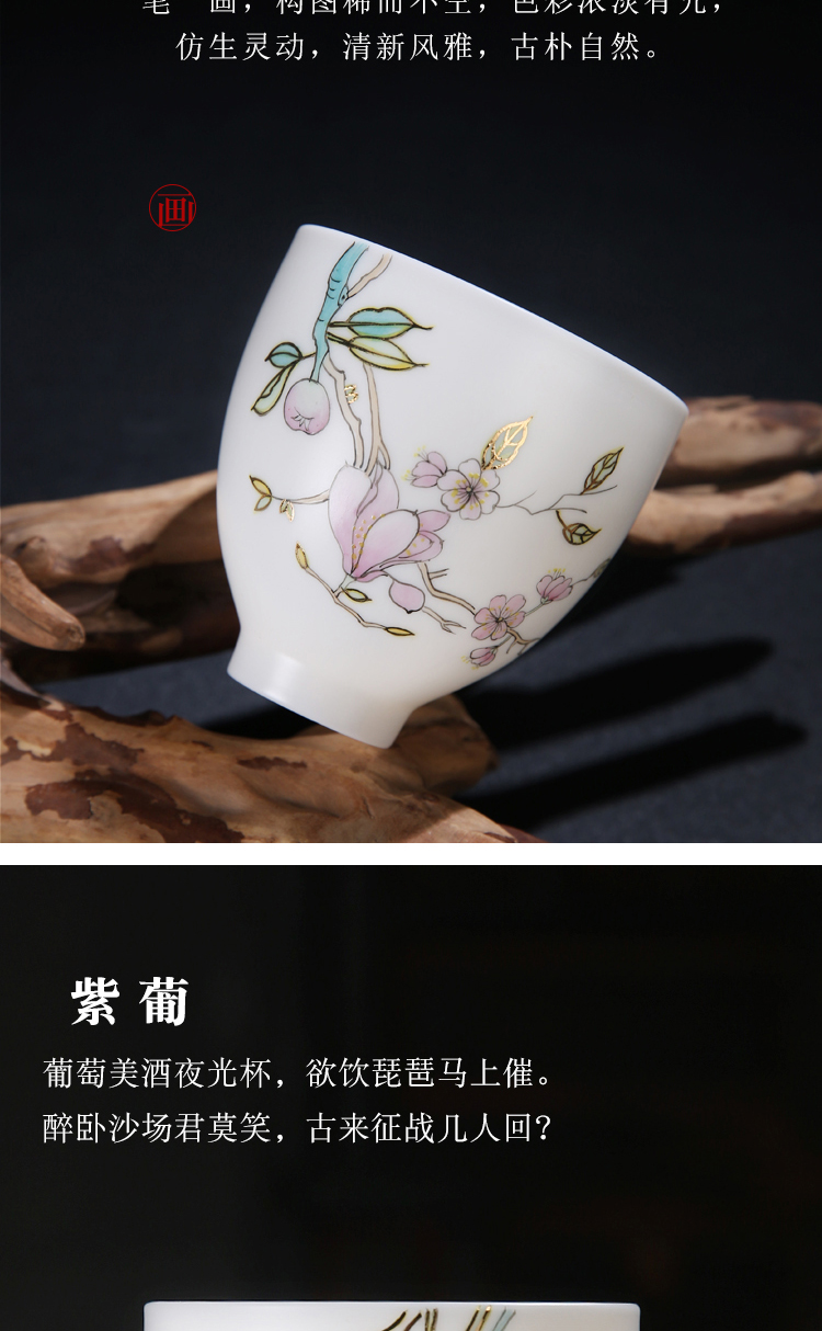 The Product master teacups hand - made porcelain remit the see colour sample tea cup literati landscape bell cup of dehua white porcelain tea cups