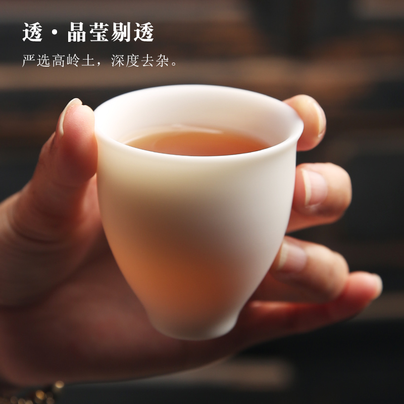 The Product dehua white porcelain porcelain remit kung fu tea set suet jade ceramic three tureen contracted household of a complete set of cups