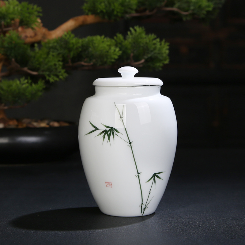 The Product is porcelain sink by patterns white porcelain tea pot seal storage tank pu 'er tea ceramic tea pot home