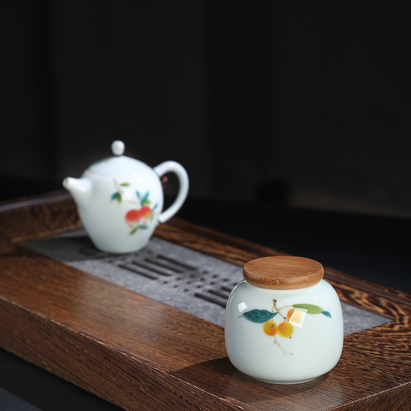 The Product porcelain send flowers blossom put celadon small tea pot under the glaze color seal portable travel small tea warehouse