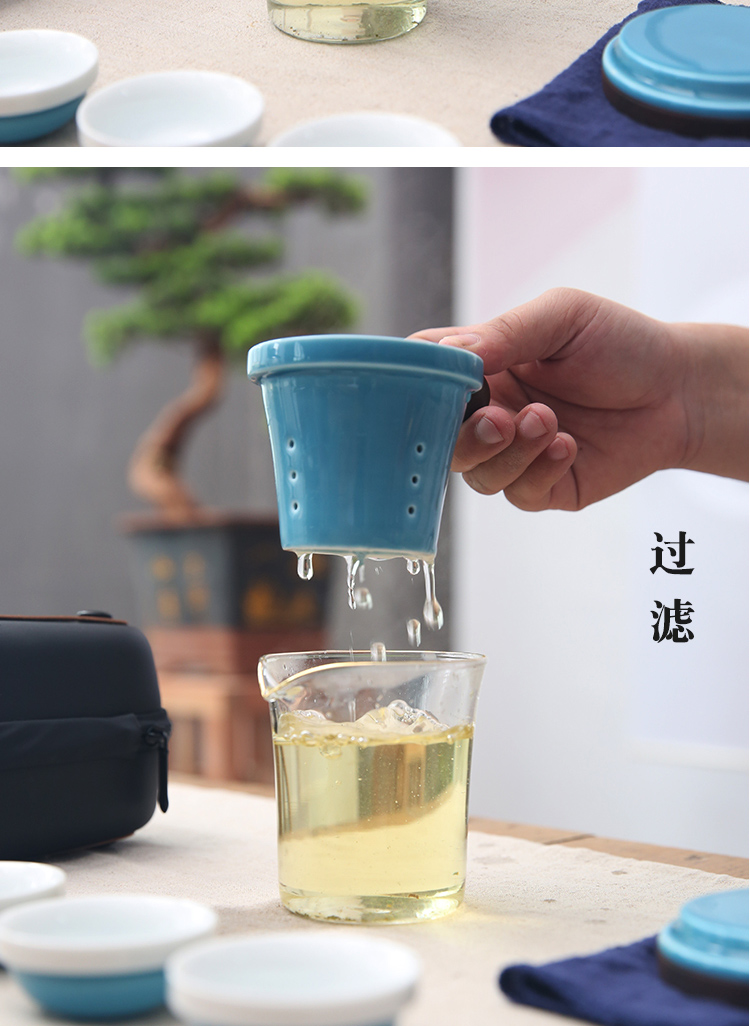The Product porcelain sink travel tea set SheCu cup group with portable bag type crack a pot of three kung fu contracted outside the mercifully
