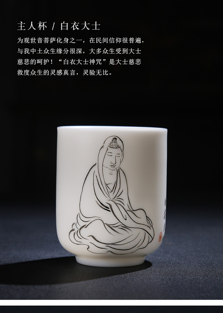 Single product porcelain sink white porcelain ceramic teacups hand - made figure of Buddha tea cup tuas guanyin bodhisattva masters cup white tea