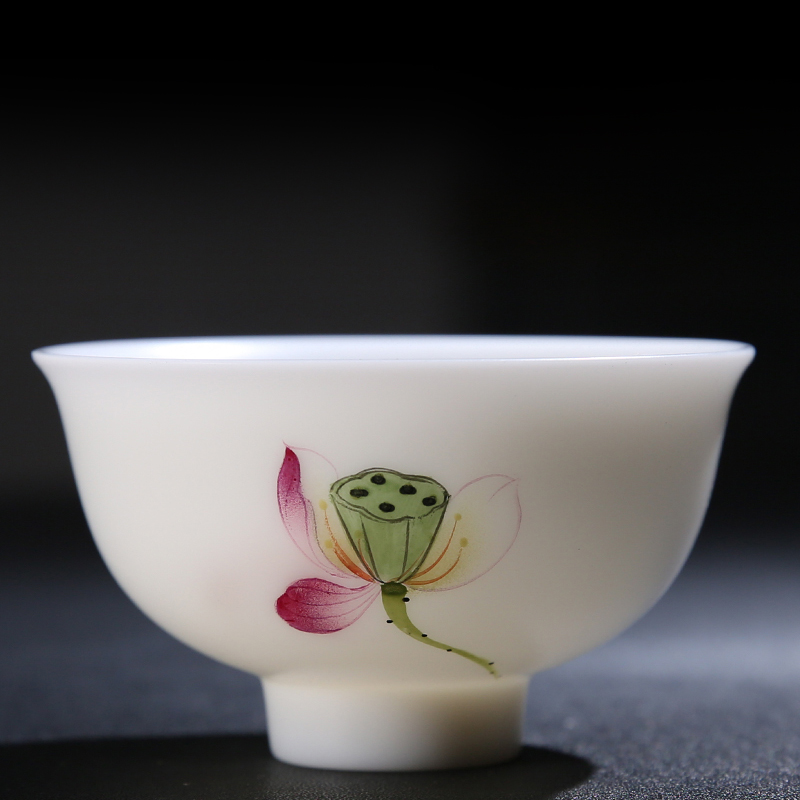 The Product porcelain sink white porcelain kung fu tea cup flower bloom pressure hand cup ceramic kung fu tea set personal cup