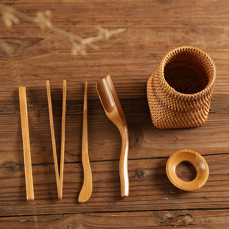 Porcelain remit the cane top service up six gentleman bamboo tea tea is ChaZhen ChaGa) teaspoon of tea tea accessories