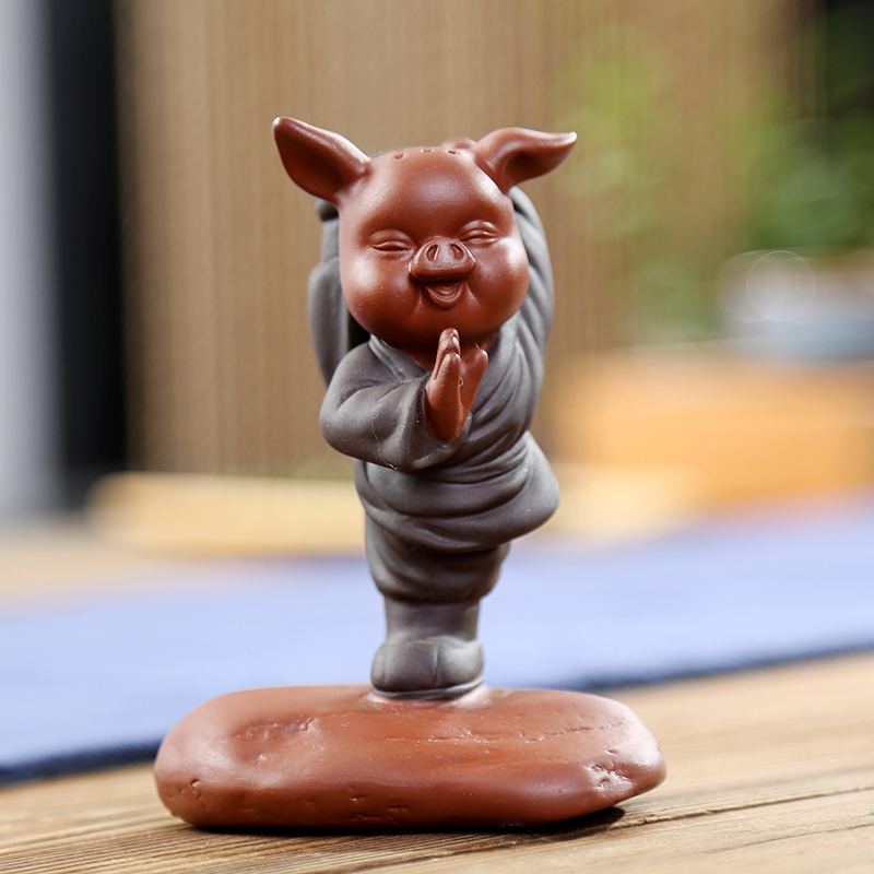 The Product porcelain sink chan, a young monk purple sand tea pet furnishing articles for its ehrs, lovely pig ceramic Buddha kung fu tea accessories