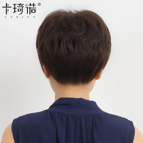 Парик для пожилых людей для матери, кудрявые реалистичные пряди волос изготовленные из настоящих волос, для среднего возраста