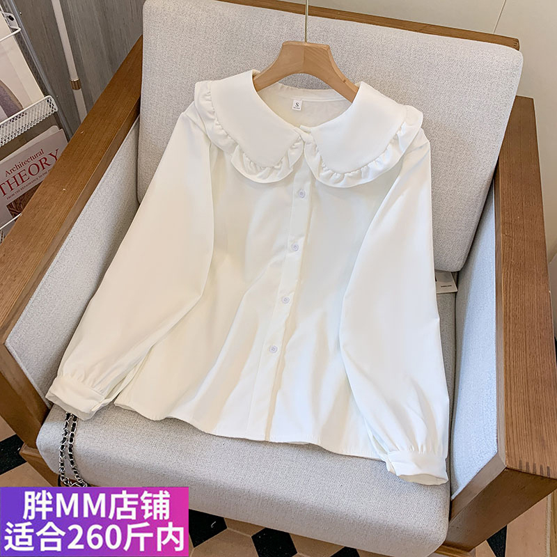 Plus-Size Women's Thickened and Fleece-Lined Vintage Doll Collar Shirt for Autumn and Winter, New Niche Stylish Long-Sleeve Blouse Top Plus-Size Women's Thickened and Fleece-Lined Vintage Doll Collar Shirt for Autumn and Winter, New Niche Stylish Long-Sleeve Blouse Top