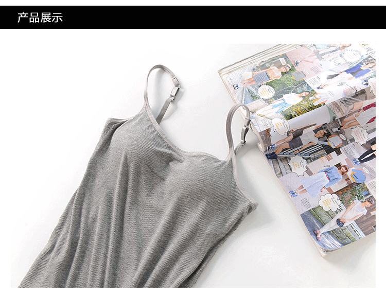 Modal Camisole Women Cotton Chống đi Không Vòng Thép Tích hợp Đồ lót Màu rắn Đáy Áo sơ mi Ngực Pad Top áo thun ba lỗ nữ form rộng