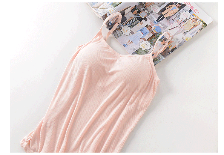 Modal Camisole Women Cotton Chống đi Không Vòng Thép Tích hợp Đồ lót Màu rắn Đáy Áo sơ mi Ngực Pad Top áo thun ba lỗ nữ form rộng
