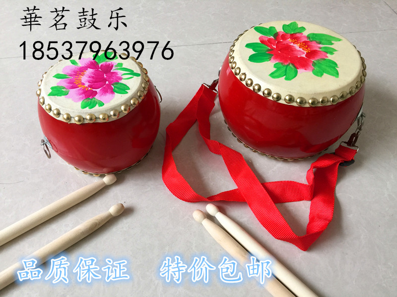 3 inch 5 inch children's peony flower drum hand-painted small hall drum musical instrument percussion flat drum peony flower drum