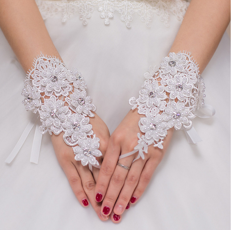 Korean lace stickers finger gloves for short wedding dress bride wedding gloves for wedding accessories