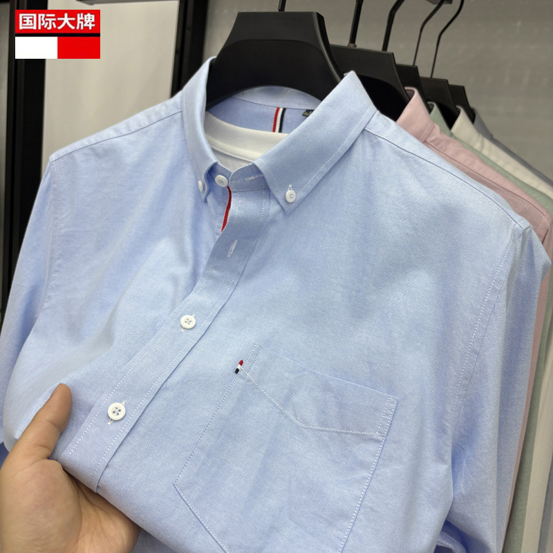 Tommy Pure 100% Cotton Shirt Men's Long-Sleeved 2026 Spring Business Casual Shirt with Pockets for Young and Middle-Aged Men Tommy Pure 100% Cotton Shirt Men's Long-Sleeved 2026 Spring Business Casual Shirt with Pockets for Young and Middle-Aged Men