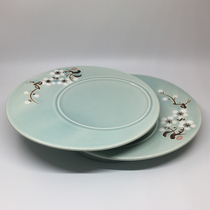 Dessert plate Hand painted ceramic plate High foot oblique mouth plate Creative Chinese restaurant hotel ceramic pastry plate