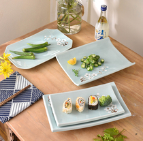 Fish plate Large restaurant Ceramic creative hand-painted rectangular plate Hotel steamed fish plate Household sushi plate plate