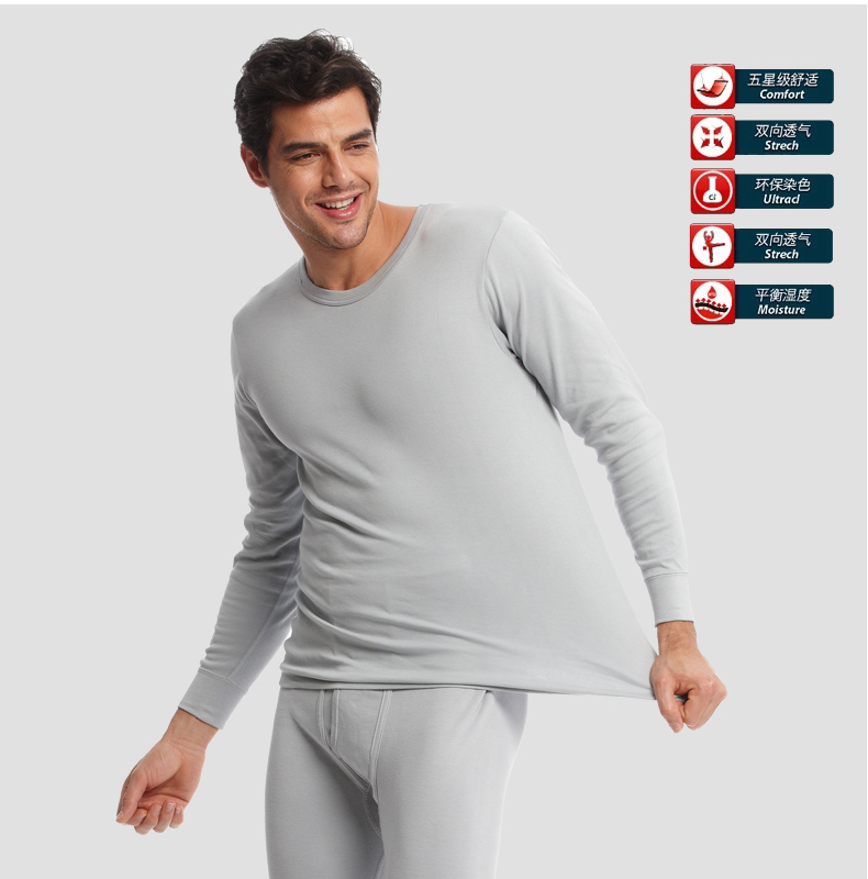 Màu đỏ Nicole đồ lót ấm quần áo nam cổ tròn phần mỏng 100% cotton cotton áo len ngọn áo len mùa thu quần áo đơn mảnh quần áo giữ nhiệt nam