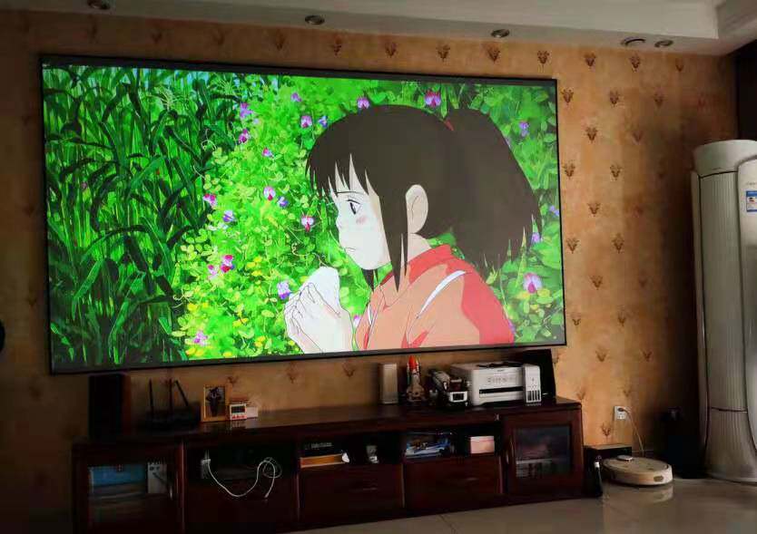 Home 4K High Definition Projector Frame Curtain 100120 inch ultra narrow rims Black drilling crystal metal anti-light screen