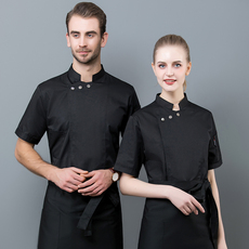 Спецодежда 透气网厨师工作服短袖后厨房餐饮食堂制服厨师服春夏装男高端定制