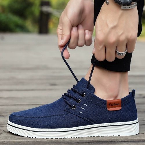 Летняя обувь, повседневная обувь, мужская парусиновая обувь, старая пекинская тканевая обувь, мужская дышащая льняная обувь 45, обувь большого размера 46