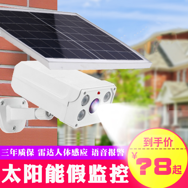 Solar simulation fake camera monitor model with street lights human induction dark bright shouting alarm outdoors